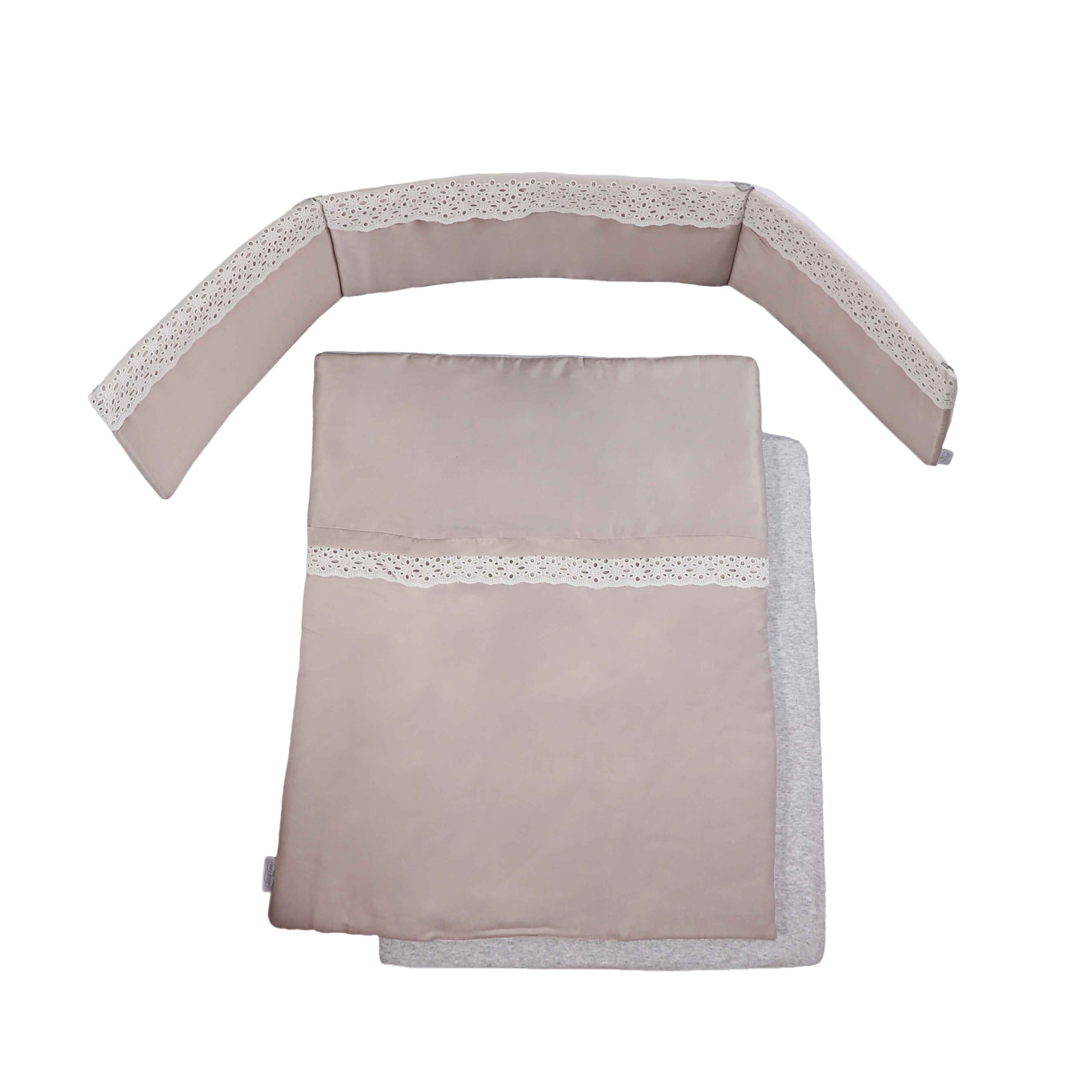 סט עריסה תחרה אפור